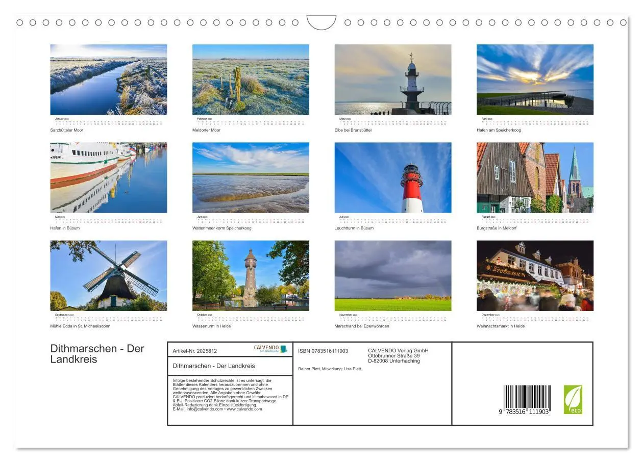 Bild: 9783516111903 | Dithmarschen - Der Landkreis (Wandkalender 2026 DIN A3 quer),...